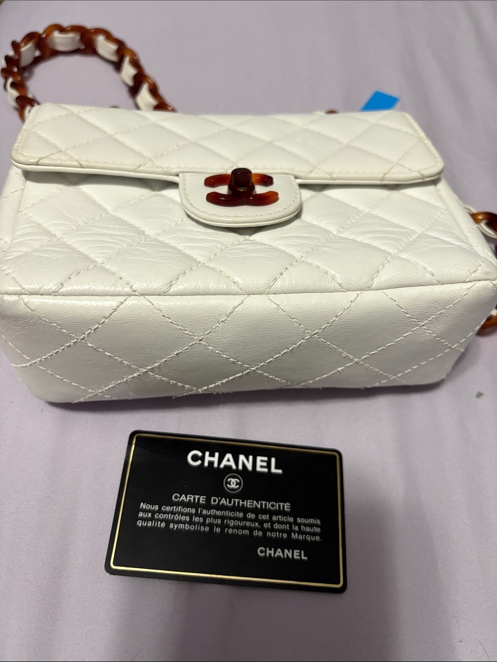 Authentic CHANEL White Quilted Leather Shoulder Bag with Stitched CC - Picture 14 of 14
